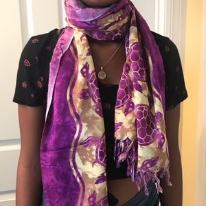 Purple sea turtle print scarf